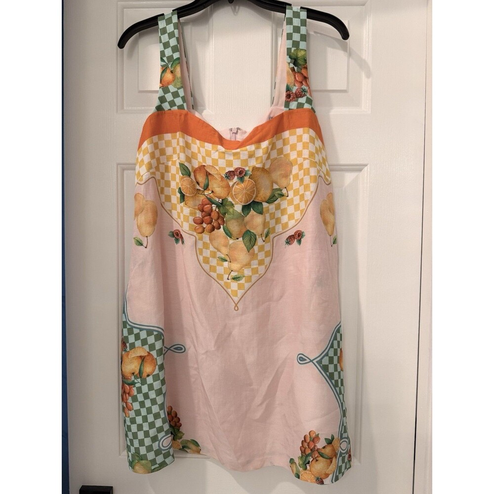 New Antonio Melani Eliana Printed Linen Square Neck Sleeveless Dress Sz Lg - Picture 7 of 11